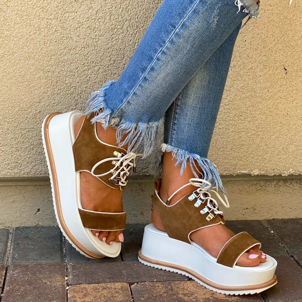 Kate Bosworth Razored Treads Lace Up Platform